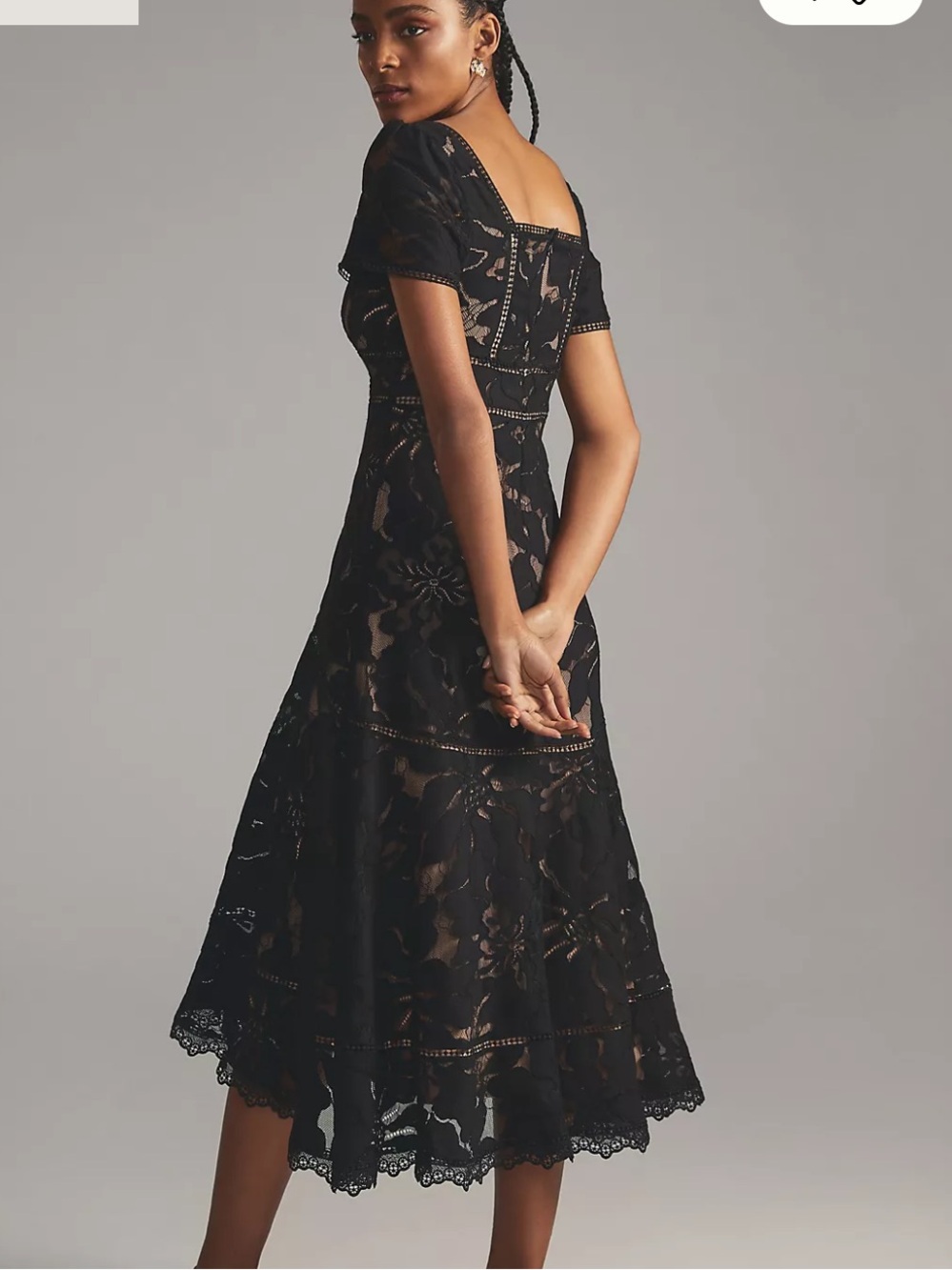 By Anthropologie Slim Lace Maxi Dress 12 - Picture 2 of 5